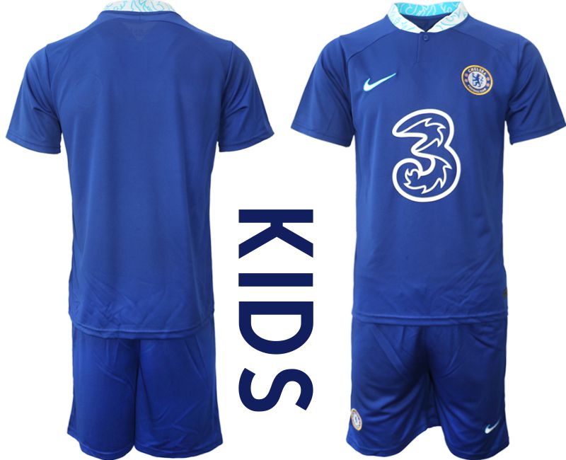 Youth 2022-2023 Club Chelsea FC home blue blank Soccer Jersey